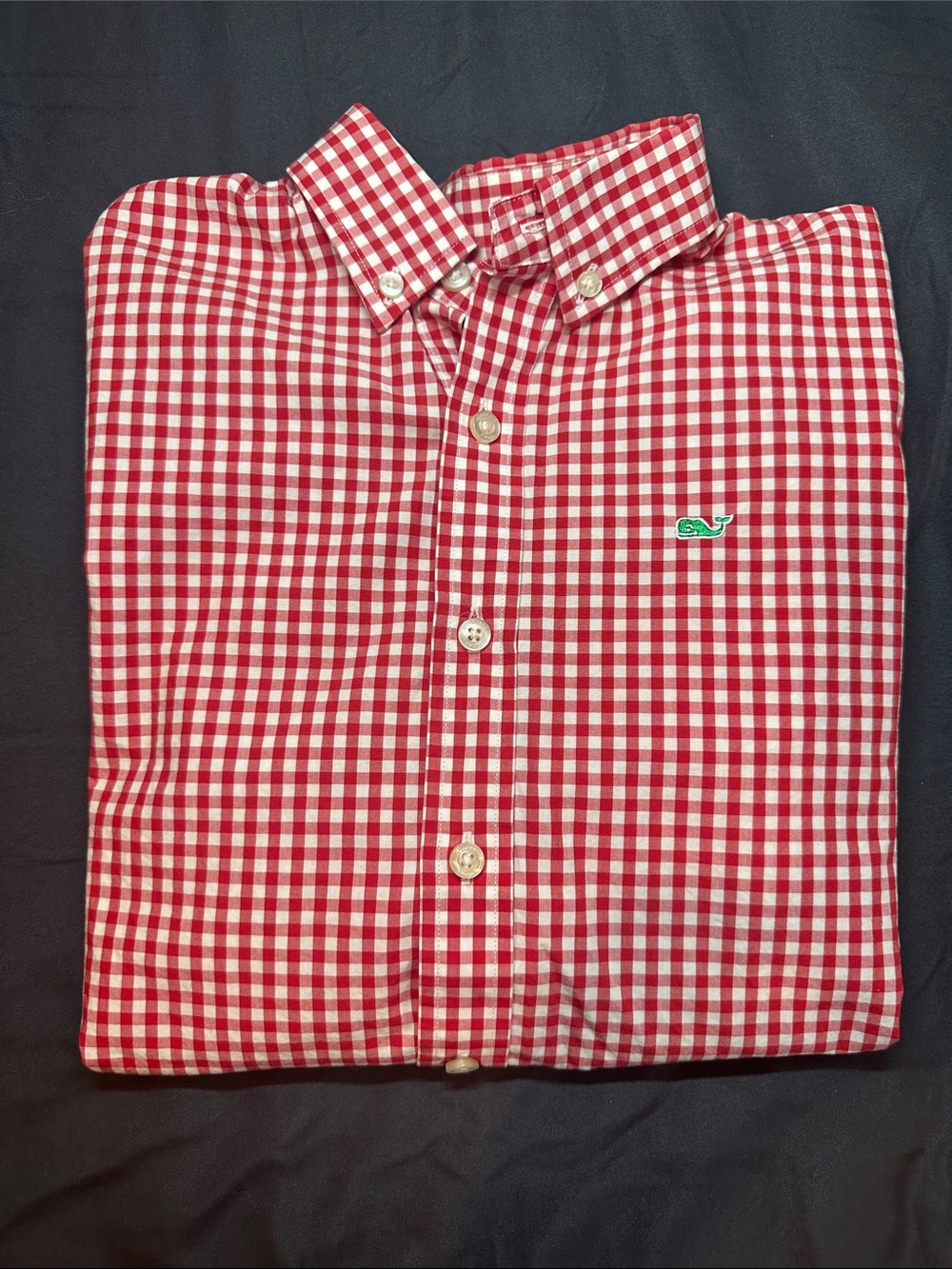 Vineyard Vines Boys Red and White Gingham Button-Down Shirt
